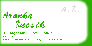 aranka kucsik business card